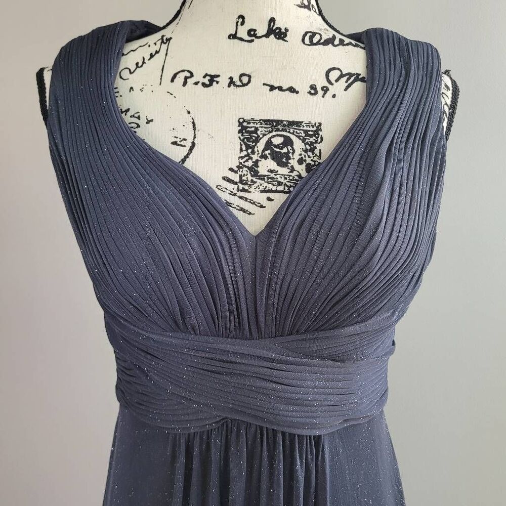 Alex Evenings 6 dark grey glitter shimmer formal dress prom babydoll cut open ba - Picture 4 of 14